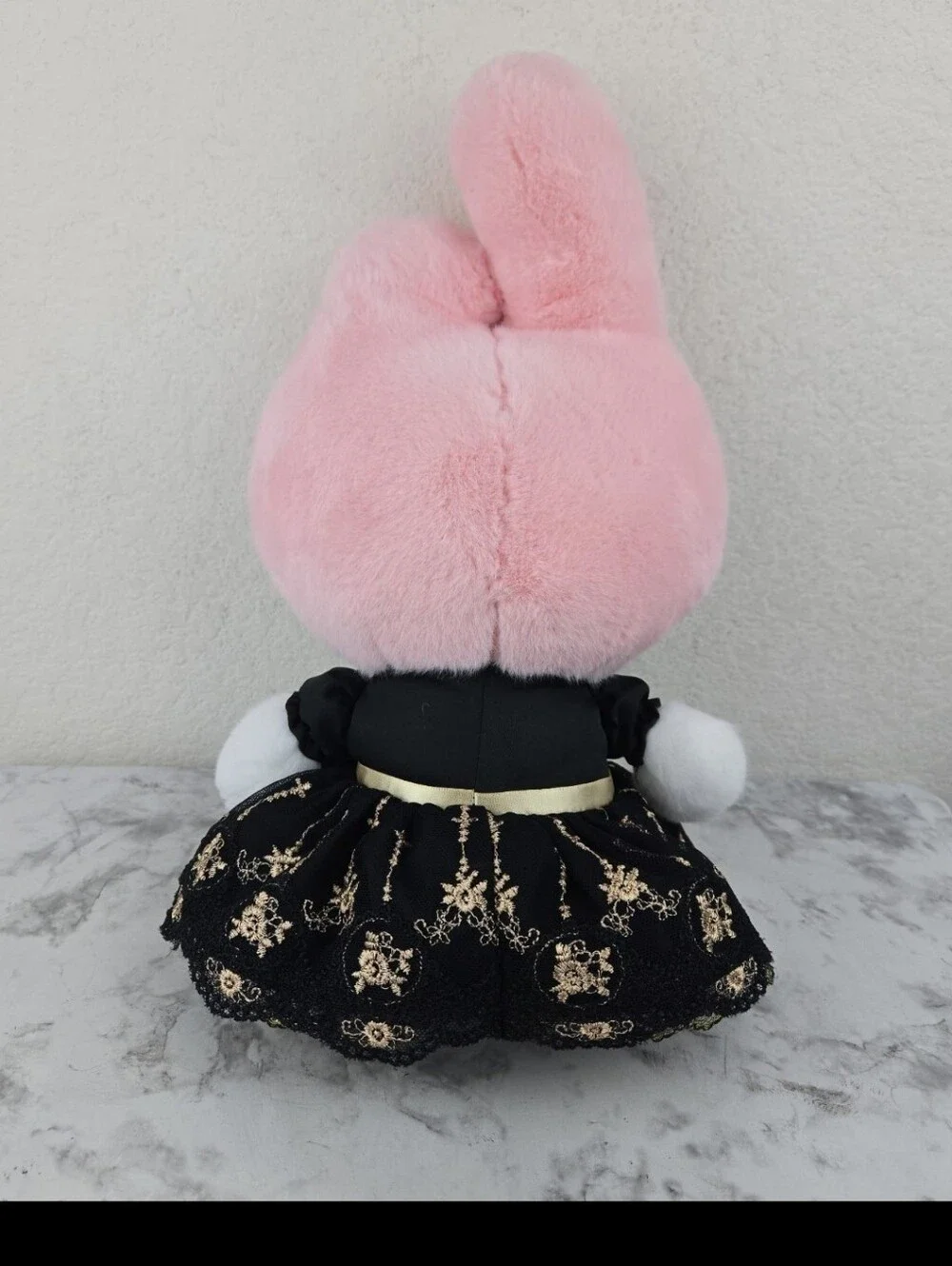 Sanrio My Melody Plush Doll in Pink with Black & Gold Dress
